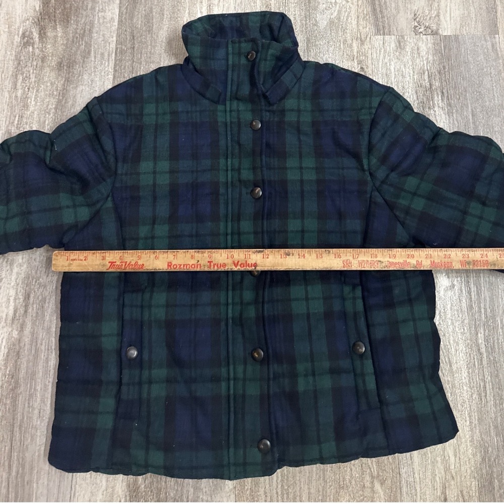 Sezane Java Puffer Navy Green Plaid Wool Blend Size 34FR US Small 2/4 - Picture 6 of 10